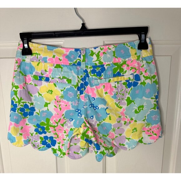 Lilly Pulitzer Buttercup Shorts Scalloped Hem Floral Pastels Size 0 Cotton Blend - Picture 8 of 10